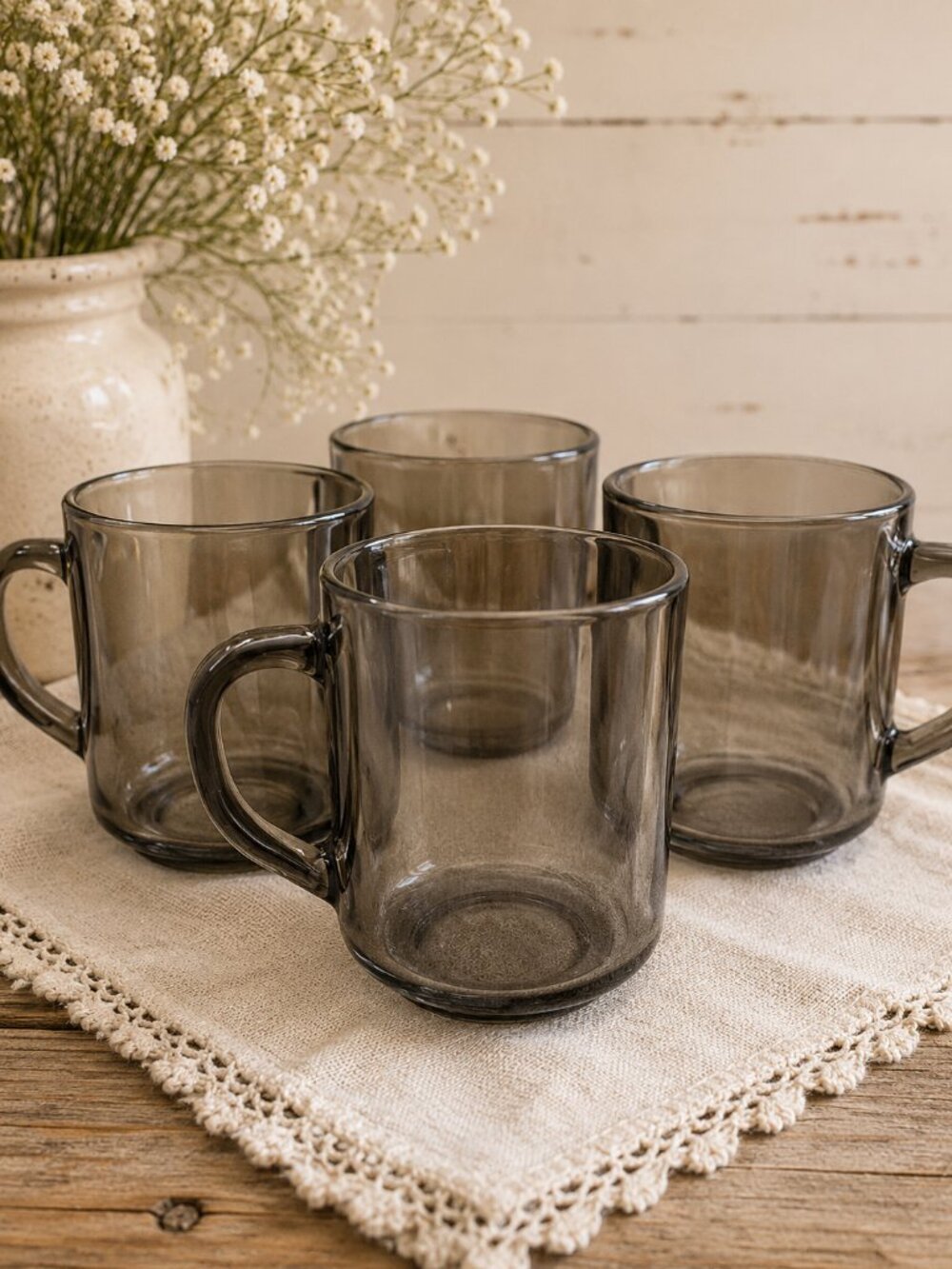 ARCOROC | Vintage Brown Glass Mugs – Set of 6